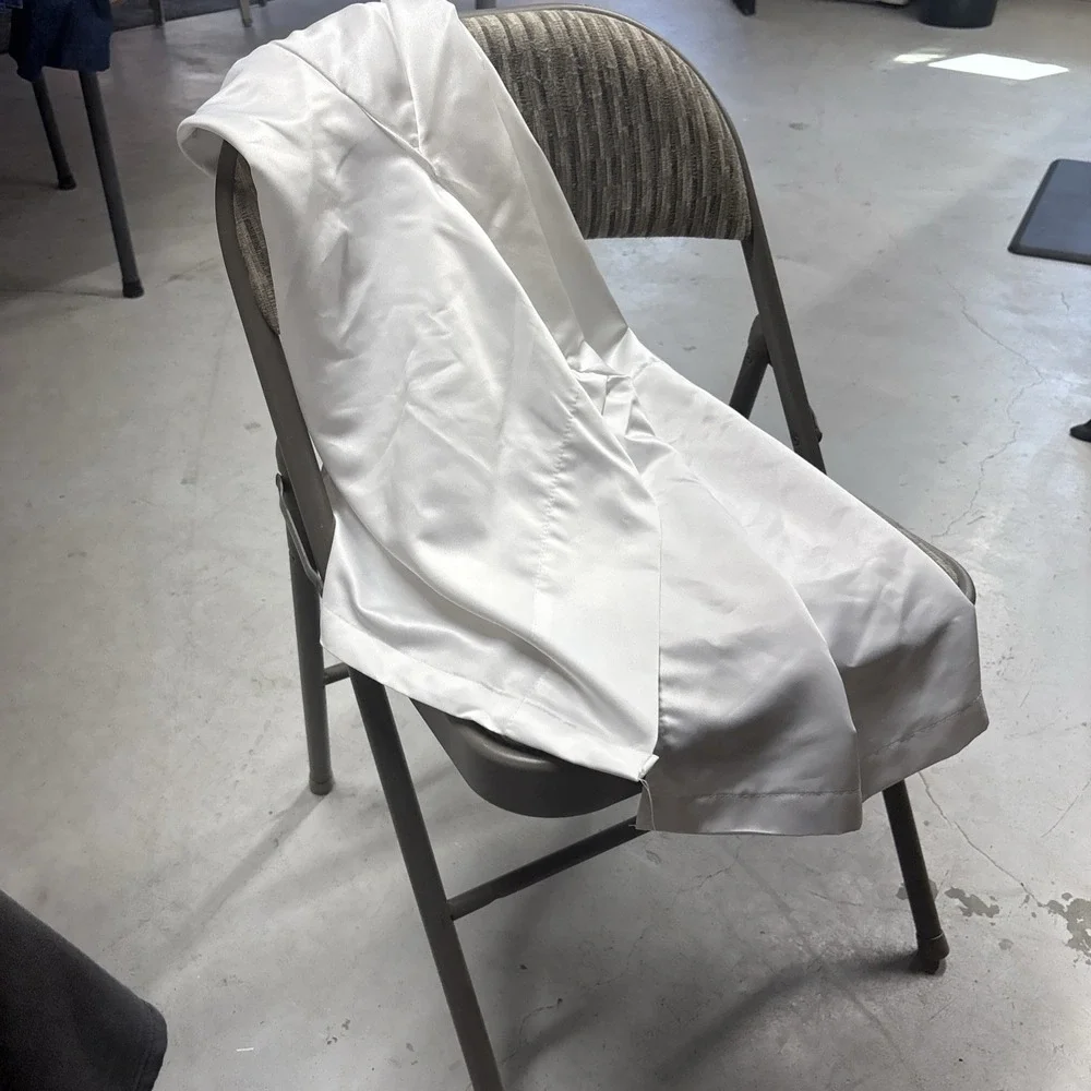 Set Of 10 Custommade Satin SlipCovers For Padded Folding Chairs Pink Black Bows
